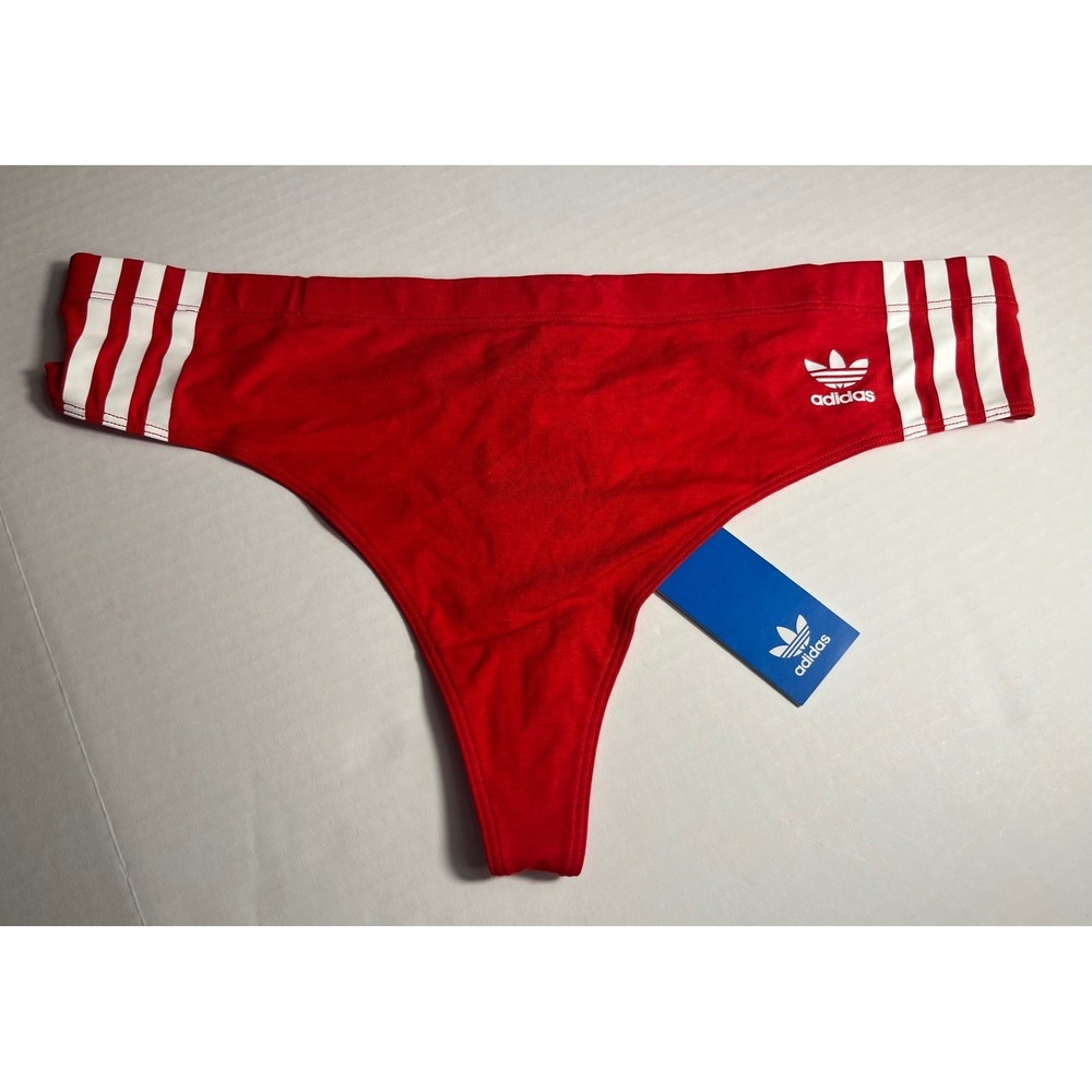 Adidas Woman's Red 3 Stripes Wildside‎ Thong Smart Cotton Size 2XL XXL